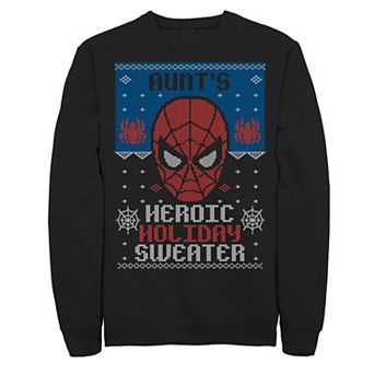 Men's Marvel Spider-Man Aunt's Heroic Holiday Christmas Graphic Fleece Pullover Graphic Fleece Pullover