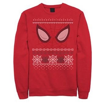Men's Marvel Spider-Man Eyes Ugly Christmas Graphic Fleece Pullover