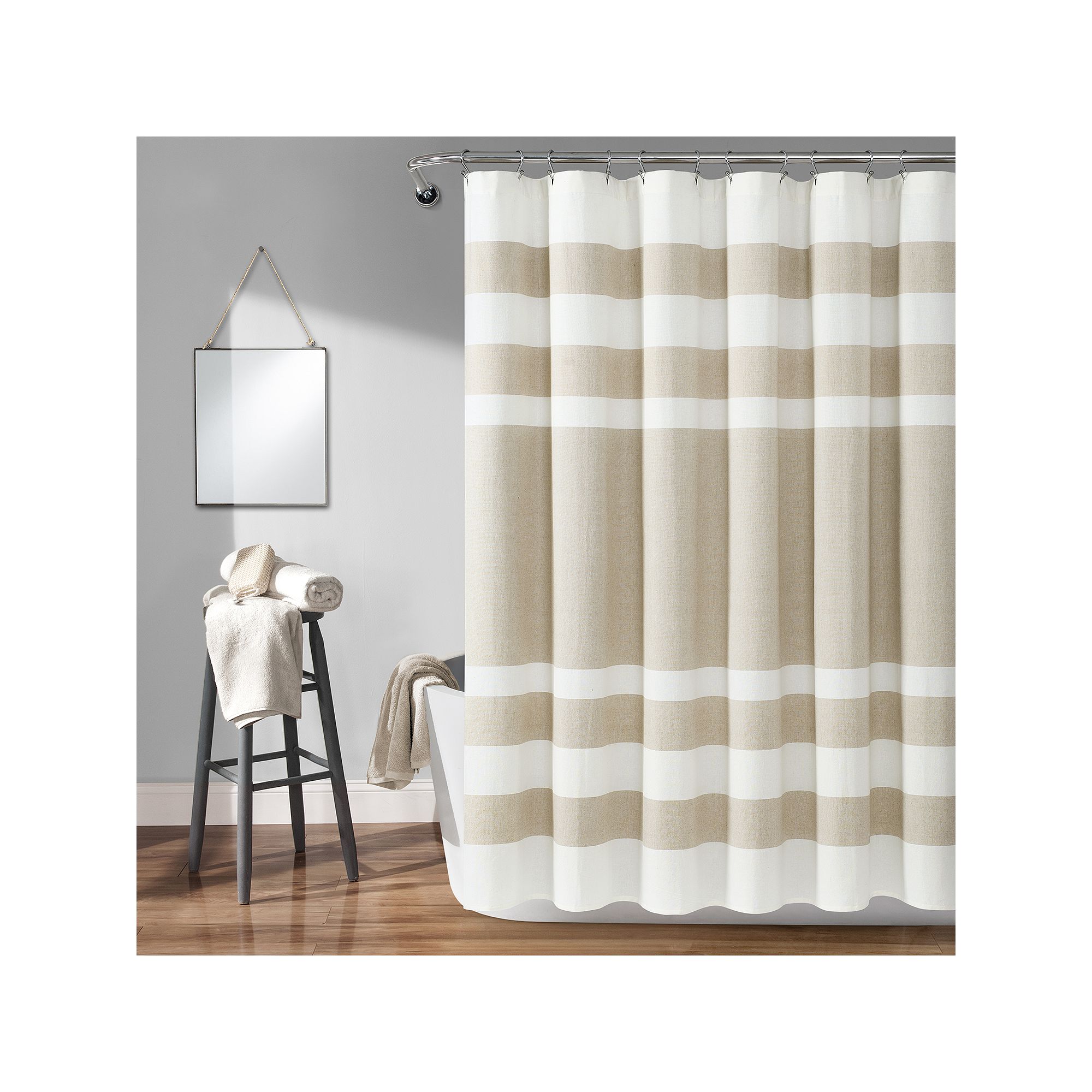 Lush Decor Cape Cod Stripe Yarn Dyed Cotton Shower Curtain, Size: 72X72, Br