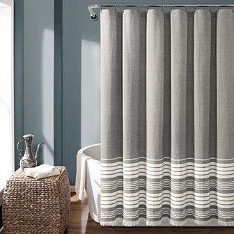 Lush Decor Nantucket Yarn Dyed Cotton Tassel Fringe Shower Curtain