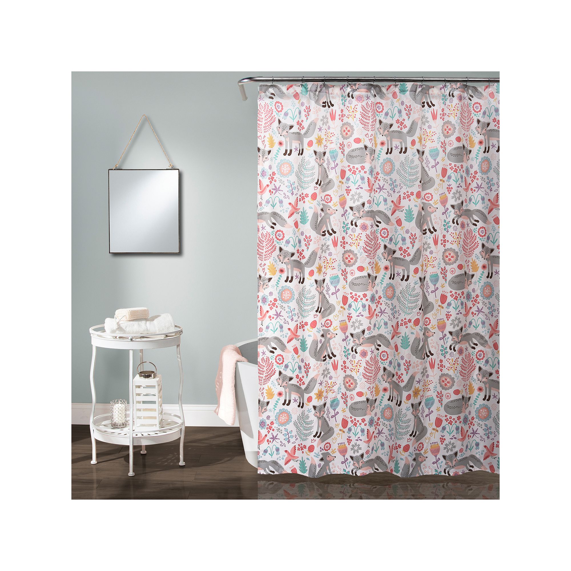 Lush Decor Pixie Fox Shower Curtain, Size: 72X72, Gray