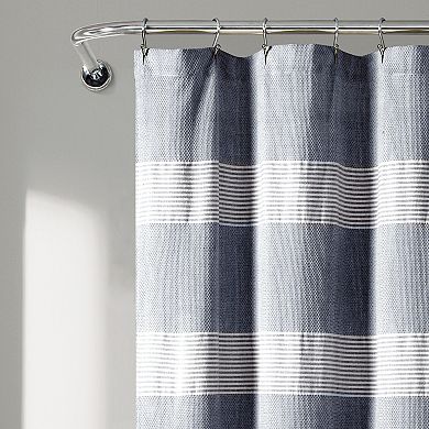 Lush Decor Tucker Stripe Yarn Dyed Cotton Knotted Tassel Shower Curtain