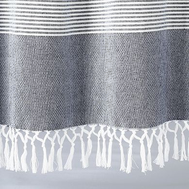 Lush Decor Tucker Stripe Yarn Dyed Cotton Knotted Tassel Shower Curtain