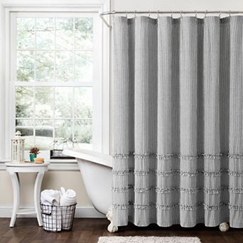 Lush Decor Vintage Stripe Yarn Dyed Cotton Shower Curtain