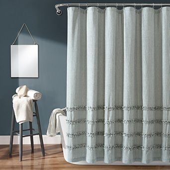 Lush Decor Vintage Stripe Yarn Dyed Cotton Shower Curtain