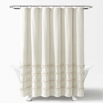Lush Decor Vintage Stripe Yarn Dyed Cotton Shower Curtain