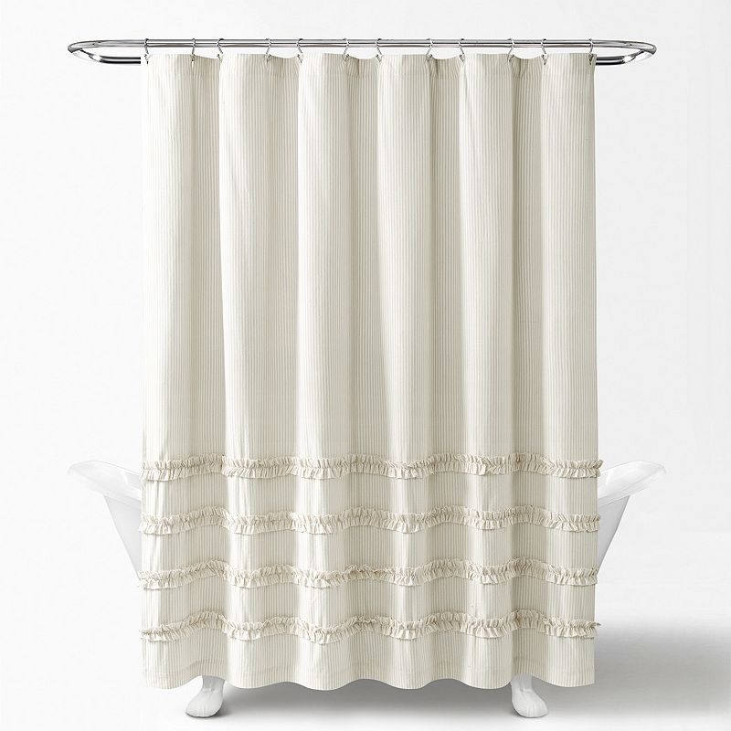 Lush Decor Vintage Stripe Yarn Dyed Cotton Shower Curtain, Multicolor, 72X7