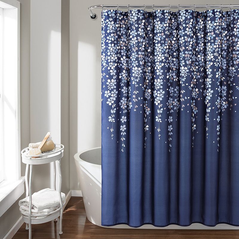 Lush Decor Weeping Flower Shower Curtain, Size: 72X72, Blue
