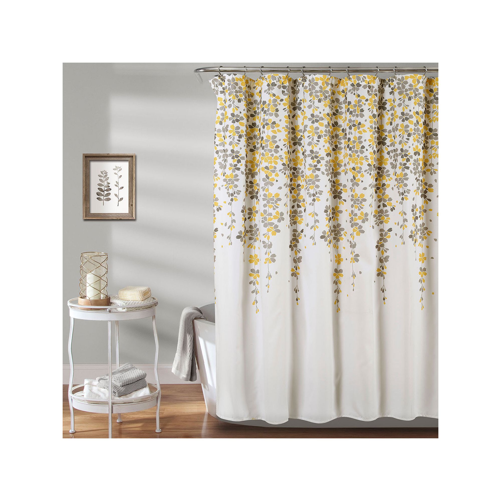 Lush Decor Weeping Flower Shower Curtain, Size: 72X72, Yellow