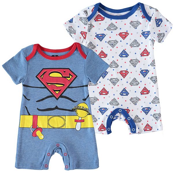 Superhero for Baby Superman Boy's Short Sleeve Creeper with Cap
