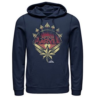 Men's Captain Marvel Plane Formation Title Logo Pullover Hoodie