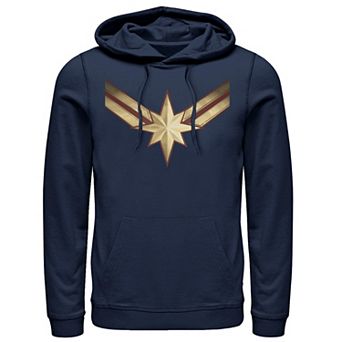 Men's Marvel Captain Marvel Movie Gold Blue Logo Pullover Hoodie