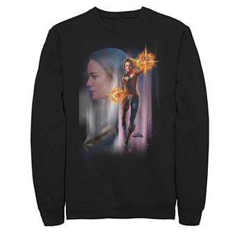 Men's Marvel Captain Marvel Flying Space Portrait Sweatshirt