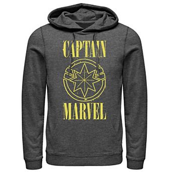 Men's Marvel Captain Marvel Yellow Paint Drip Logo Pullover Hoodie