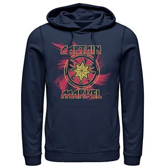 Men's Marvel Captain Marvel Spiral Paint Splatter Logo Pullover Hoodie