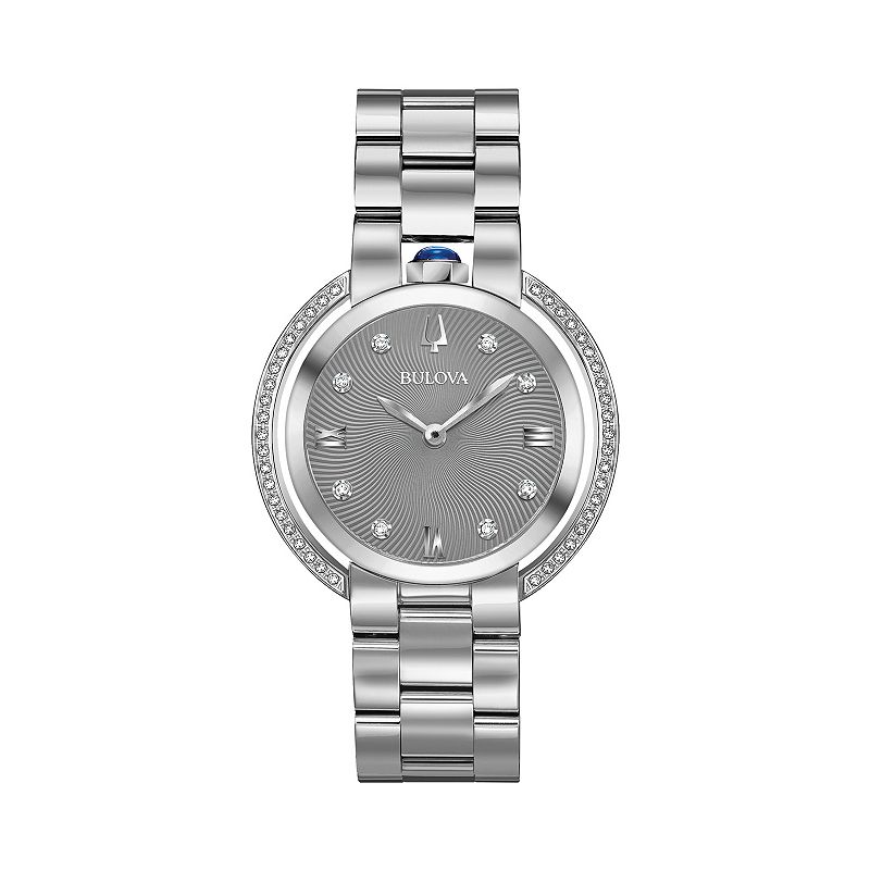 Bulova Women's Rubaiyat Diamond Accent Stainless Steel Watch - 96R219, Size: Medium, Silver