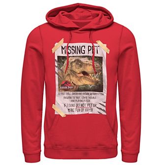 Men's Jurassic Park Missing Pet T-Rex Poster Taped Pullover Hoodie