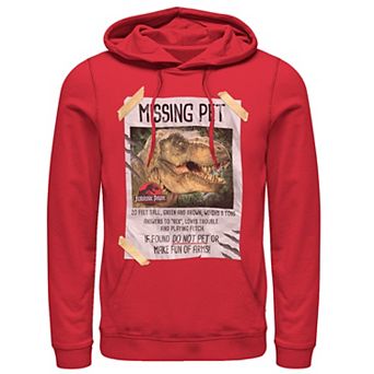 Men's Jurassic Park Missing Pet T-Rex Poster Taped Pullover Hoodie