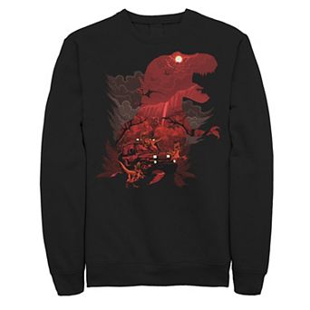 Men's Jurassic Park T-Rex Red Safari Collage Sweatshirt