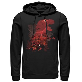 Men's Jurassic Park T-Rex Red Safari Collage Pullover Hoodie