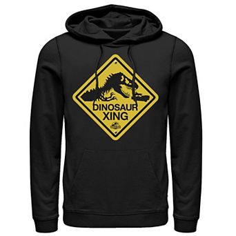 Men's Jurassic Park Dinosaur Crossing Yellow Sign Pullover Hoodie