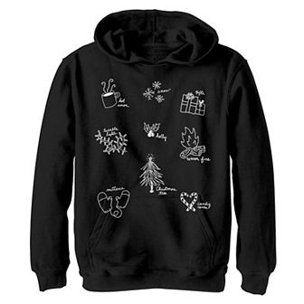 Boys 8-20 Holiday Red Ink Symbols Christmas Fleece Hoodie