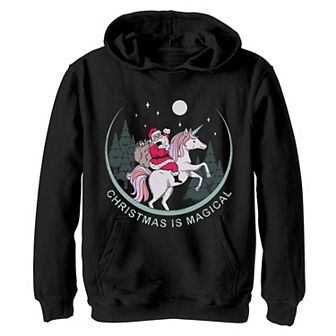 Boys 8-20 Christmas Is Magical Santa On Unicorn Graphic Hoodie