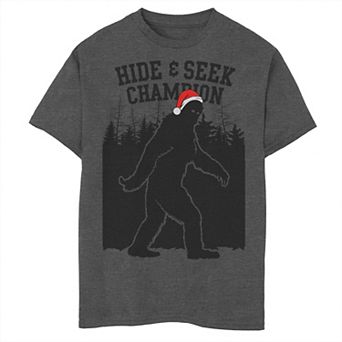 Boys 8-20 Hide & Seek Champion Bigfoot Santa Forest Graphic Tee