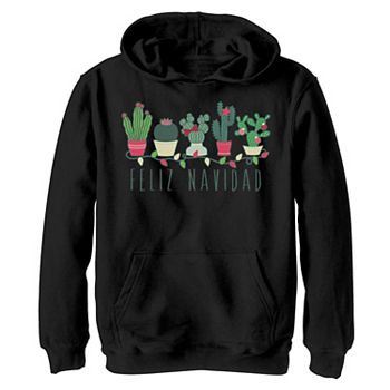 Boys 8 20 Feliz Navidad Cactus And Christmas Lights Fleece Hoodie - cactus costume roblox