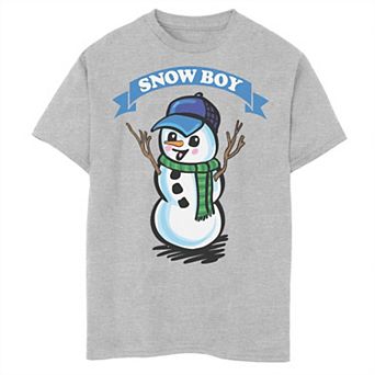 Boys 8-20 Snow Boy Snowman Cute Christmas Holiday Graphic Tee