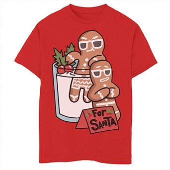Boys 8-20 For Santa Gingerbread Men Milk Dip Chillin Graphic Tee