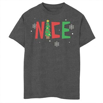 Boys 8-20 Nice Cut-Out Letters Christmas Tree Tee