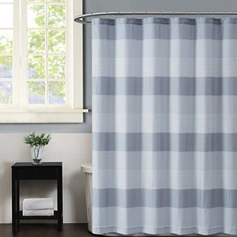 Truly Soft Grey Multi Stripe Shower Curtain
