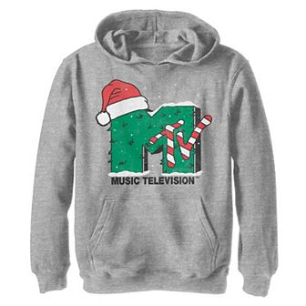 Boys 8-20 MTV Logo Christmas Tree Santa Hat Colors Graphic Hoodie