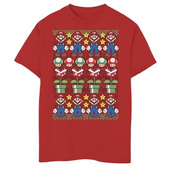 Boys 8-20 Nintendo Super Mario Character Stack Ugly Christmas Sweater Graphic Tee