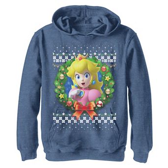 Boys 8-20 Nintendo Super Mario 3D Peach Christmas Wreath Graphic Hoodie