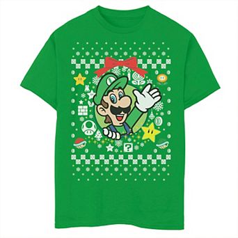 Boys 8-20 Nintendo Super Mario Luigi Classic Ugly Christmas Graphic Tee