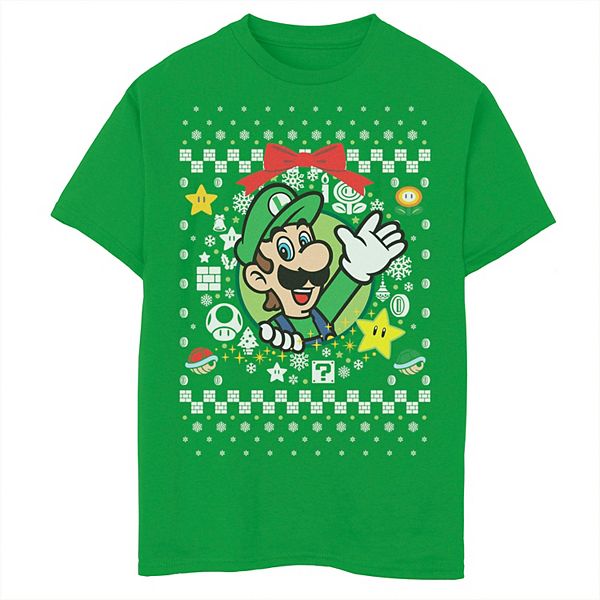 desconectado Estadio Deambular Boys 8-20 Nintendo Super Mario Luigi Classic Ugly Christmas Graphic Tee
