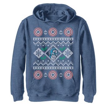 Boys 8-20 Marvel Captain America Ugly Sweater Design Graphic Hoodie