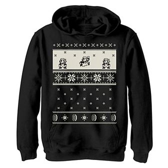 Boys 8-20 Nintendo Super Mario Christmas Cream Pattern Hoodie