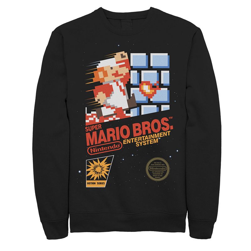 Men's Nintendo Super Mario Mario Dashin Action Sweatshirt, Size: XL, Black