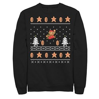 Men's Nintendo Super Mario Christmas Coins Pixels Sweatshirt