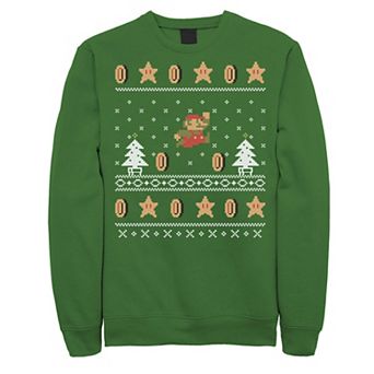 Men's Nintendo Super Mario Christmas Coins Pixels Sweatshirt
