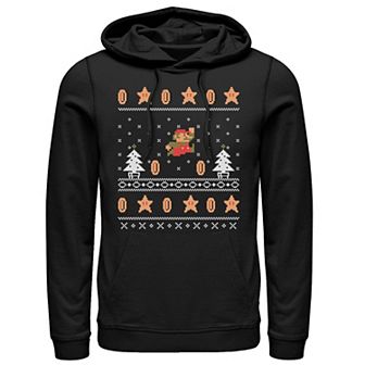 Men's Nintendo Super Mario Christmas Coins Pixels Pullover Hoodie