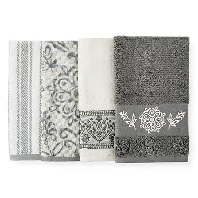 One Home Farmhouse Embroidered Border Hand Towel