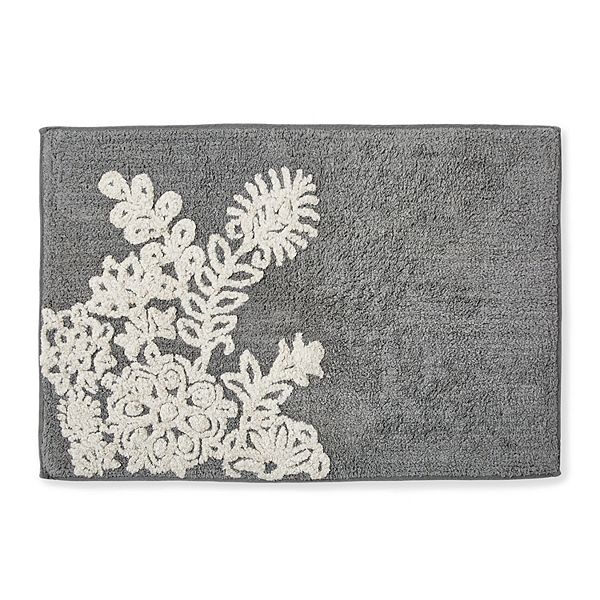 One Home Farmhouse Floral Textured Bath Rug