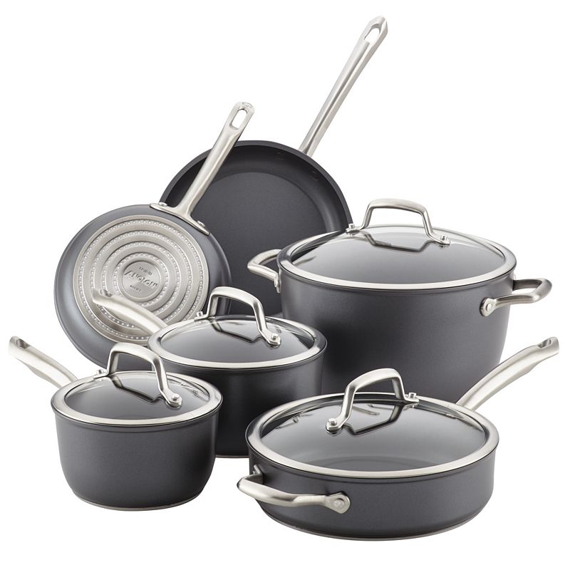 Anolon Accolade 10-pc. Hard-Anodized Precision Forge Cookware Set, Med Grey