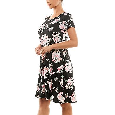Women's Nina Leonard Print Lace-Up Back Trapeze Dress