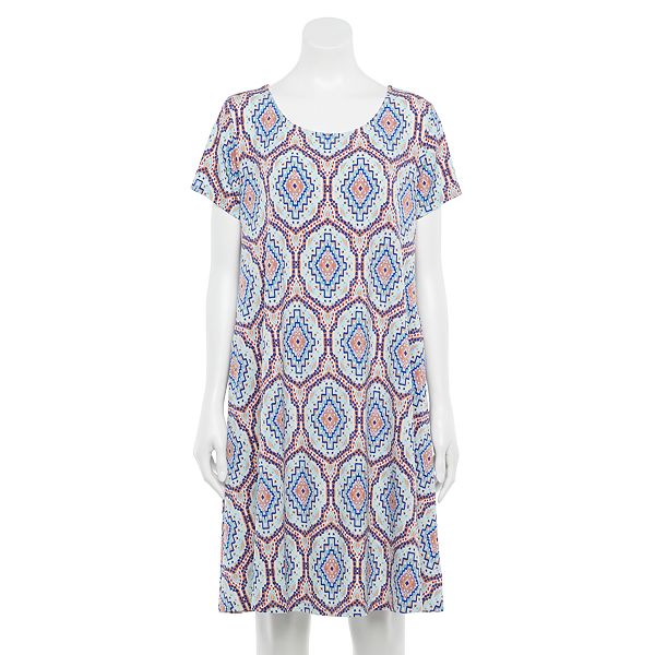 Women's Nina Leonard Print Lace-Up Back Trapeze Dress