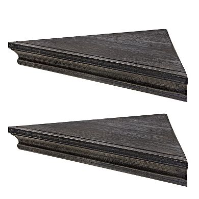 American Art Décor Rustic Wood Floating Indented Corner Shelves 2-pc. Set